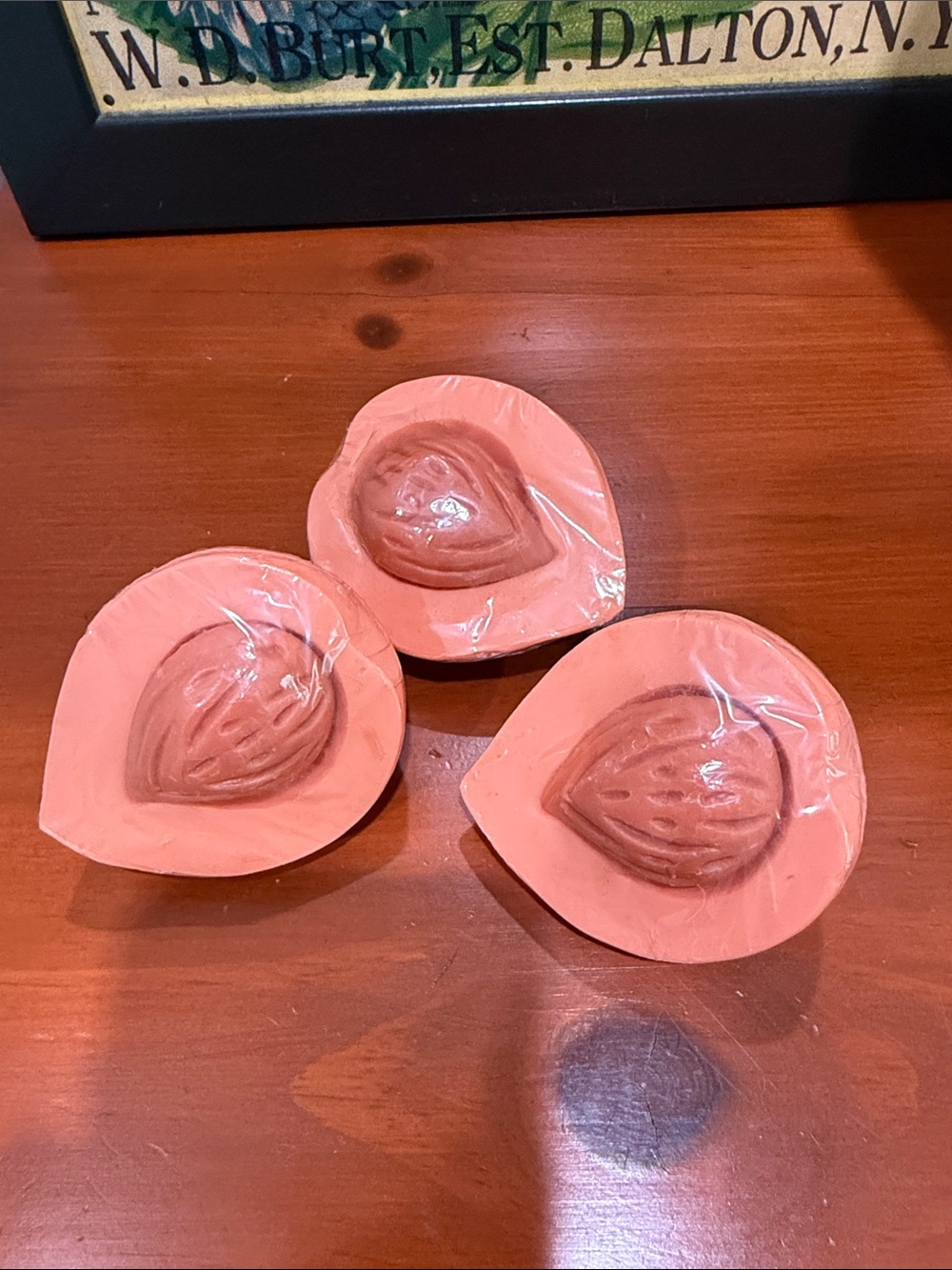 Vintage Set of 3 Peach Shaped Soaps- fruit soap decor